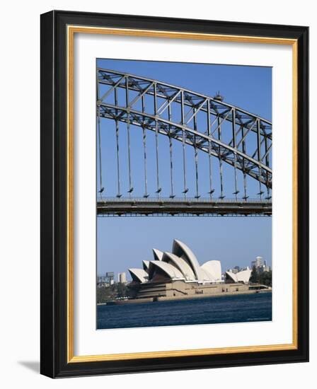 Sydney Opera House and Harbour Bridge, Sydney, New South Wales (N.S.W.), Australia-Fraser Hall-Framed Photographic Print