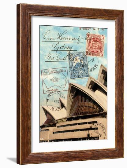 Sydney Opera House, Australia, Vintage Postcard Collage-Piddix-Framed Art Print