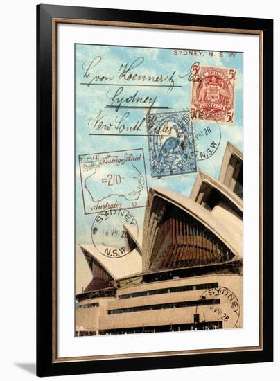 Sydney Opera House, Australia, Vintage Postcard Collage-Piddix-Framed Art Print