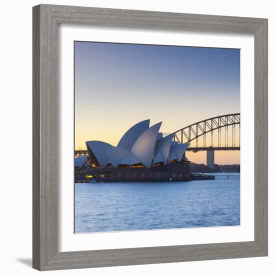 Sydney Opera House & Harbour Bridge, Darling Harbour, Sydney, New South Wales, Australia-Doug Pearson-Framed Photographic Print