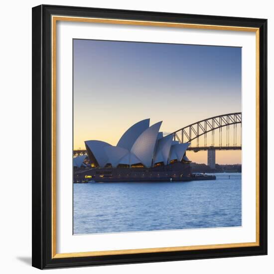 Sydney Opera House & Harbour Bridge, Darling Harbour, Sydney, New South Wales, Australia-Doug Pearson-Framed Photographic Print