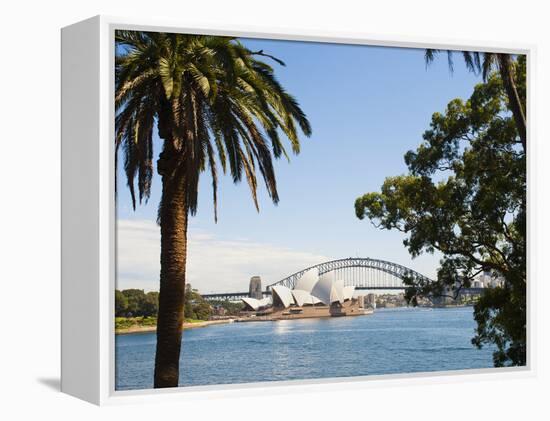 Sydney Opera House, UNESCO World Heritage Site, and Sydney Harbour Bridge, Sydney, Australia-Matthew Williams-Ellis-Framed Premier Image Canvas