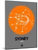 Sydney Orange Subway Map-NaxArt-Mounted Art Print