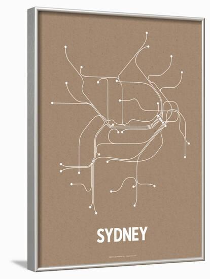 Sydney (Packing Brown & White)-Line Posters-Framed Art Print