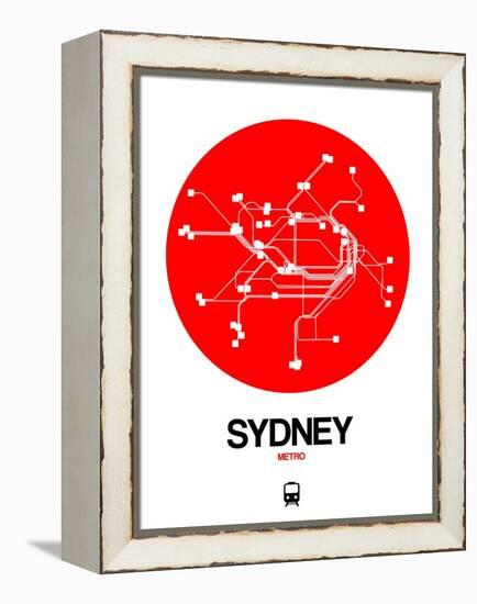 Sydney Red Subway Map-NaxArt-Framed Stretched Canvas