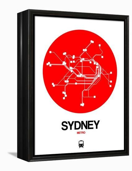 Sydney Red Subway Map-NaxArt-Framed Stretched Canvas