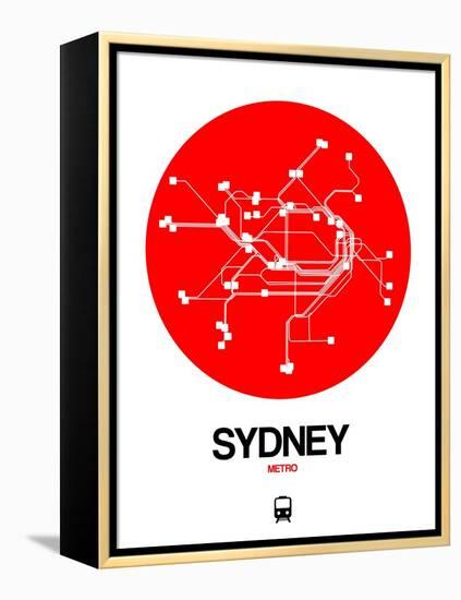 Sydney Red Subway Map-NaxArt-Framed Stretched Canvas