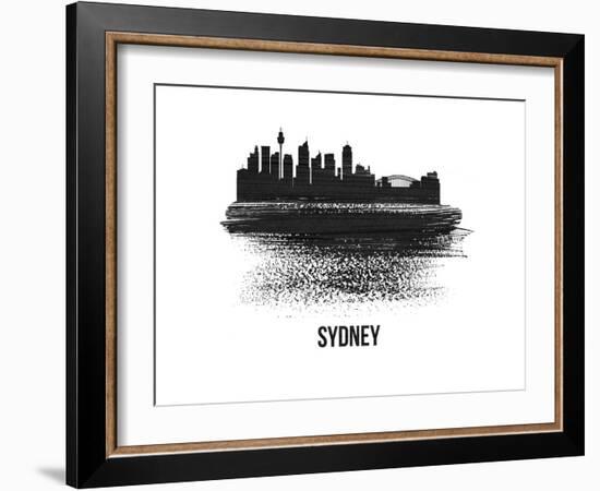 Sydney Skyline Brush Stroke - Black II-NaxArt-Framed Art Print