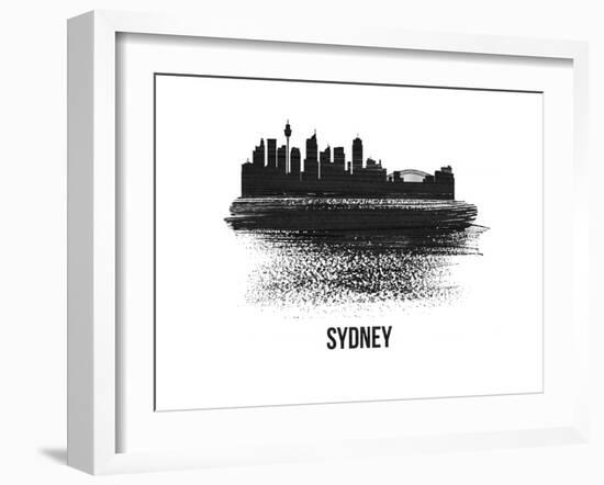 Sydney Skyline Brush Stroke - Black II-NaxArt-Framed Art Print