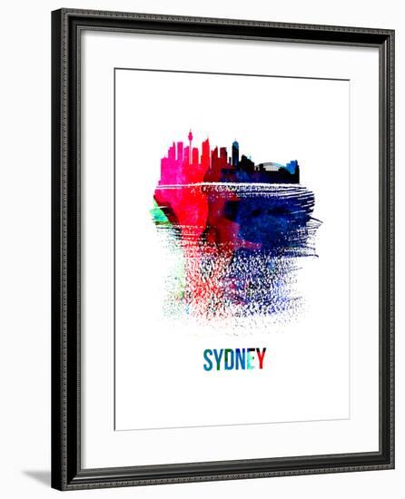 Sydney Skyline Brush Stroke - Watercolor-NaxArt-Framed Art Print