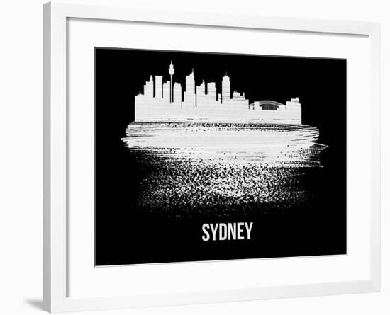 Sydney Skyline Brush Stroke - White-NaxArt-Framed Art Print