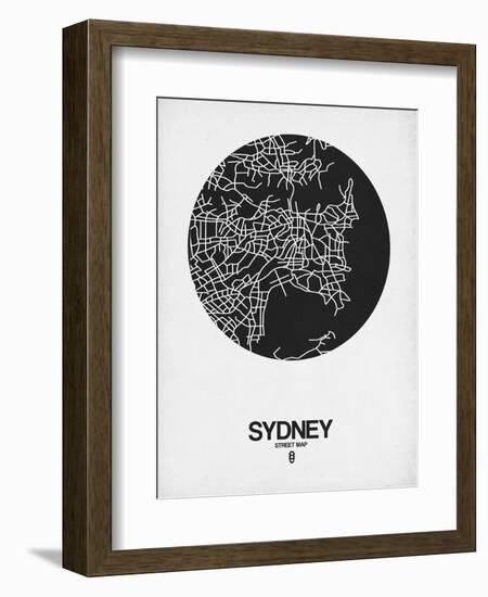 Sydney Street Map Black on White-NaxArt-Framed Art Print
