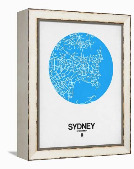 Sydney Street Map Blue-NaxArt-Framed Stretched Canvas