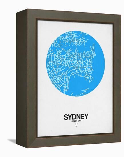 Sydney Street Map Blue-NaxArt-Framed Stretched Canvas