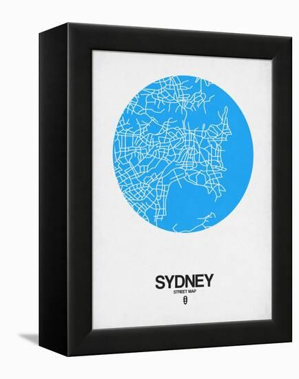 Sydney Street Map Blue-NaxArt-Framed Stretched Canvas