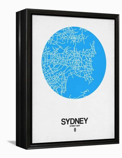 Sydney Street Map Blue-NaxArt-Framed Stretched Canvas