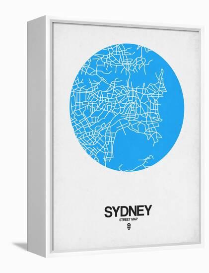 Sydney Street Map Blue-NaxArt-Framed Stretched Canvas