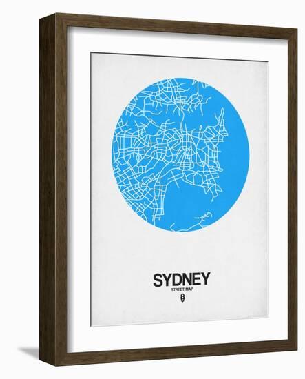 Sydney Street Map Blue-NaxArt-Framed Art Print