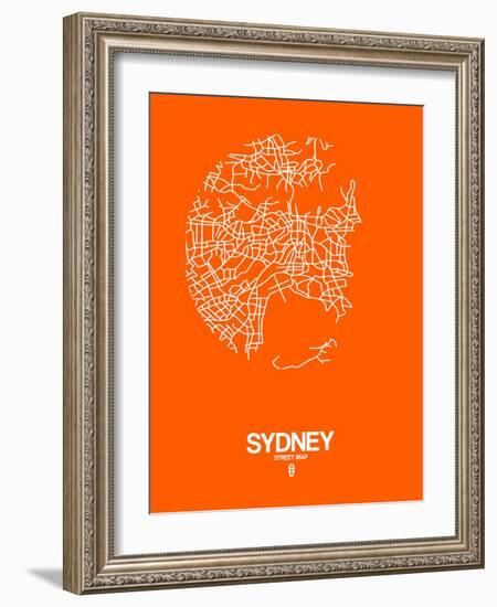 Sydney Street Map Orange-NaxArt-Framed Art Print