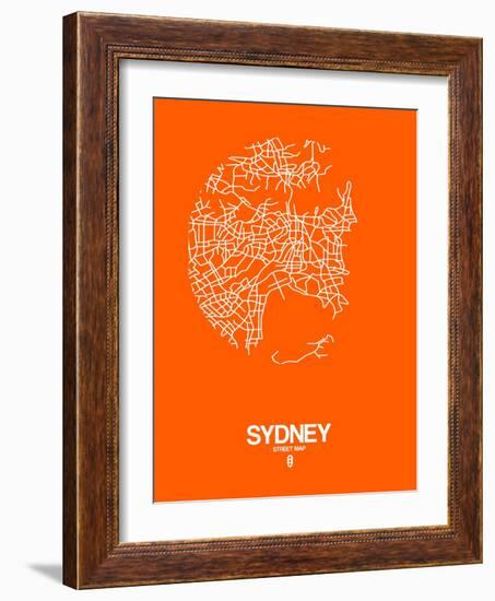 Sydney Street Map Orange-NaxArt-Framed Art Print