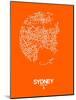 Sydney Street Map Orange-NaxArt-Mounted Art Print