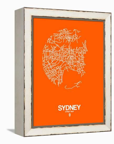 Sydney Street Map Orange-NaxArt-Framed Stretched Canvas