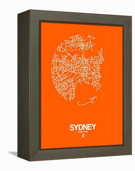 Sydney Street Map Orange-NaxArt-Framed Stretched Canvas