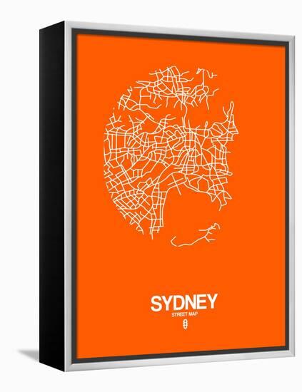 Sydney Street Map Orange-NaxArt-Framed Stretched Canvas