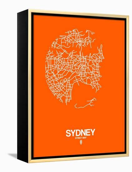 Sydney Street Map Orange-NaxArt-Framed Stretched Canvas