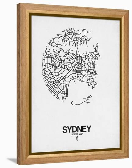 Sydney Street Map White-NaxArt-Framed Stretched Canvas