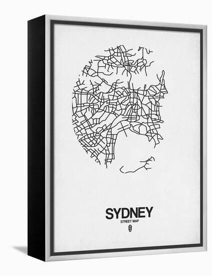 Sydney Street Map White-NaxArt-Framed Stretched Canvas