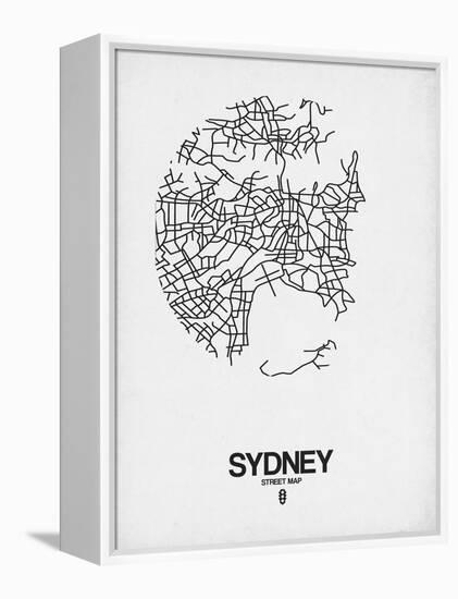 Sydney Street Map White-NaxArt-Framed Stretched Canvas