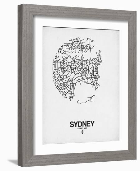 Sydney Street Map White-NaxArt-Framed Art Print