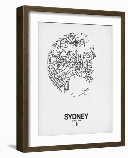 Sydney Street Map White-NaxArt-Framed Art Print