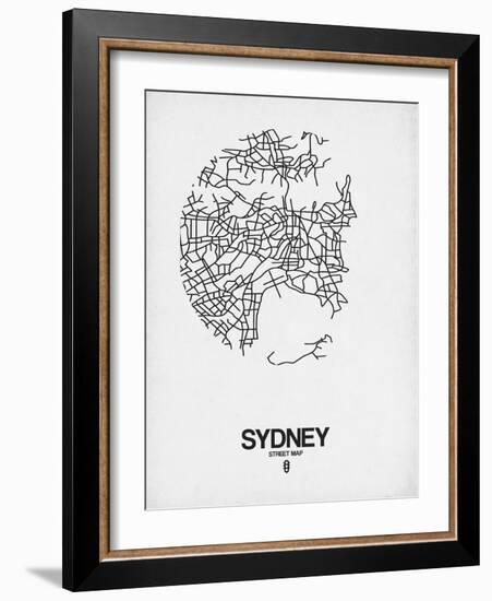 Sydney Street Map White-NaxArt-Framed Art Print