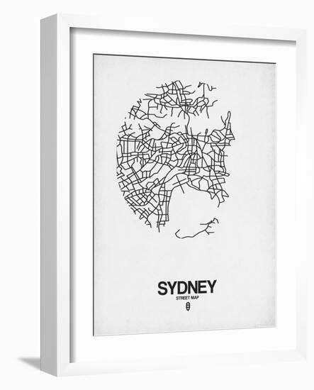 Sydney Street Map White-NaxArt-Framed Art Print