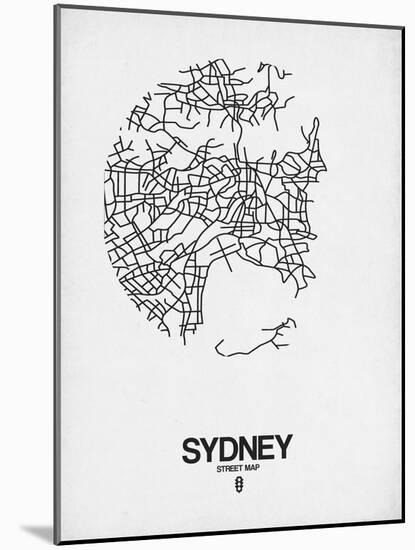 Sydney Street Map White-NaxArt-Mounted Art Print