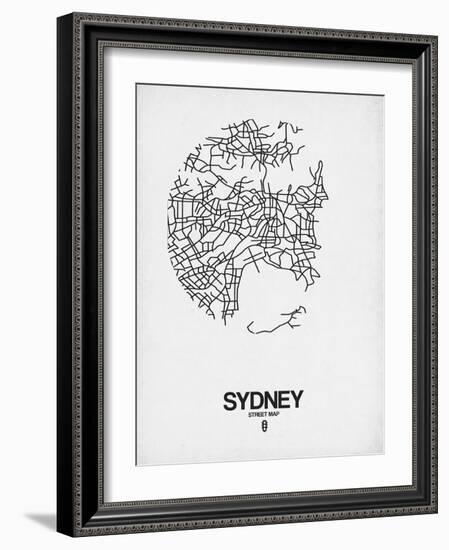 Sydney Street Map White-NaxArt-Framed Art Print