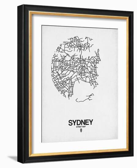 Sydney Street Map White-NaxArt-Framed Art Print