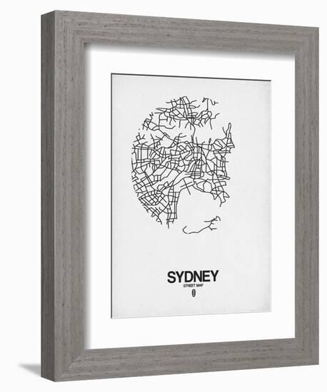 Sydney Street Map White-NaxArt-Framed Art Print