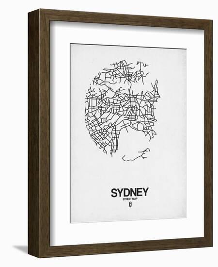 Sydney Street Map White-NaxArt-Framed Art Print