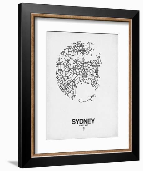 Sydney Street Map White-NaxArt-Framed Art Print