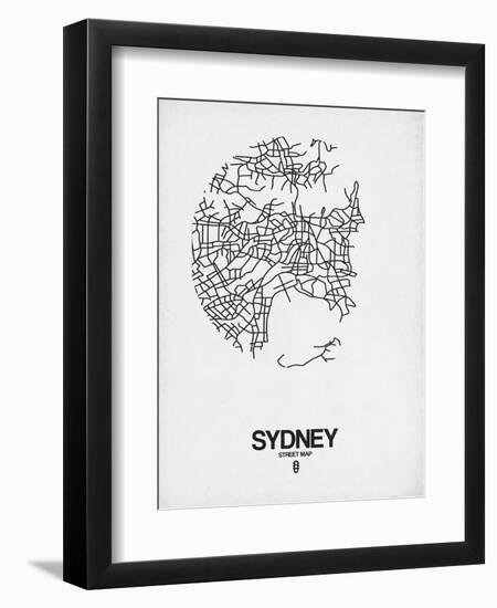 Sydney Street Map White-NaxArt-Framed Art Print