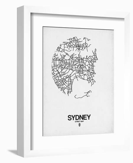 Sydney Street Map White-NaxArt-Framed Art Print