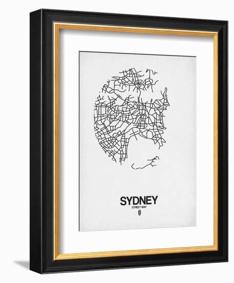 Sydney Street Map White-NaxArt-Framed Art Print