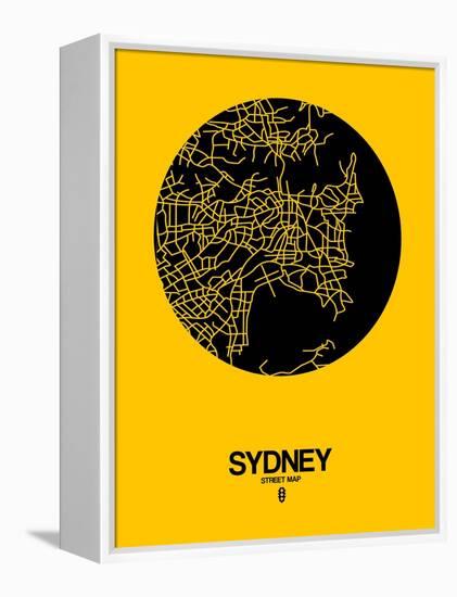 Sydney Street Map Yellow-NaxArt-Framed Stretched Canvas