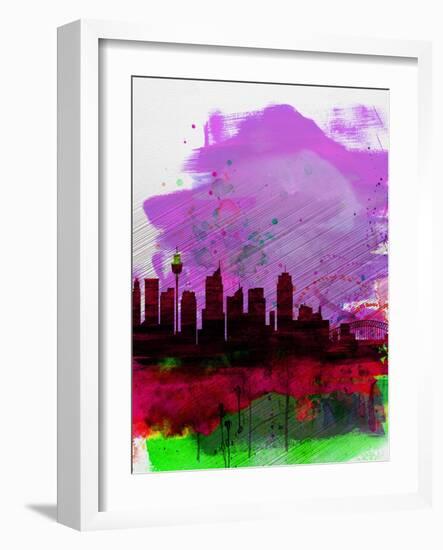 Sydney Watercolor Skyline 2-NaxArt-Framed Art Print