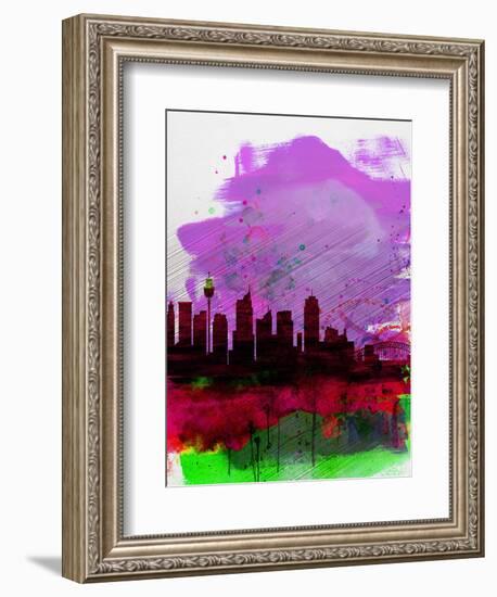 Sydney Watercolor Skyline 2-NaxArt-Framed Art Print