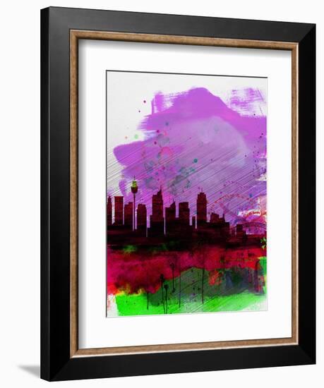 Sydney Watercolor Skyline 2-NaxArt-Framed Art Print