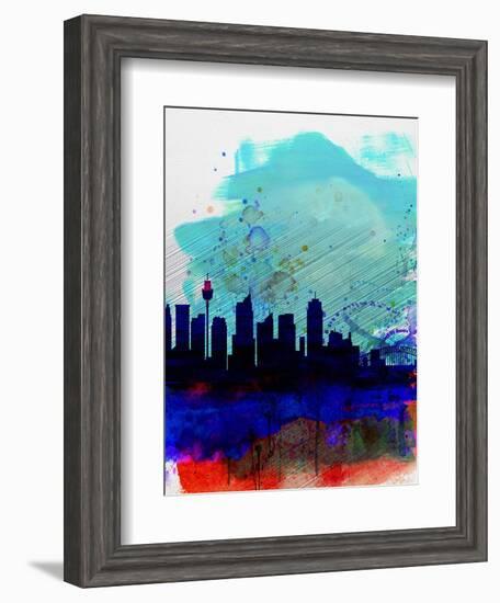 Sydney Watercolor Skyline-NaxArt-Framed Art Print